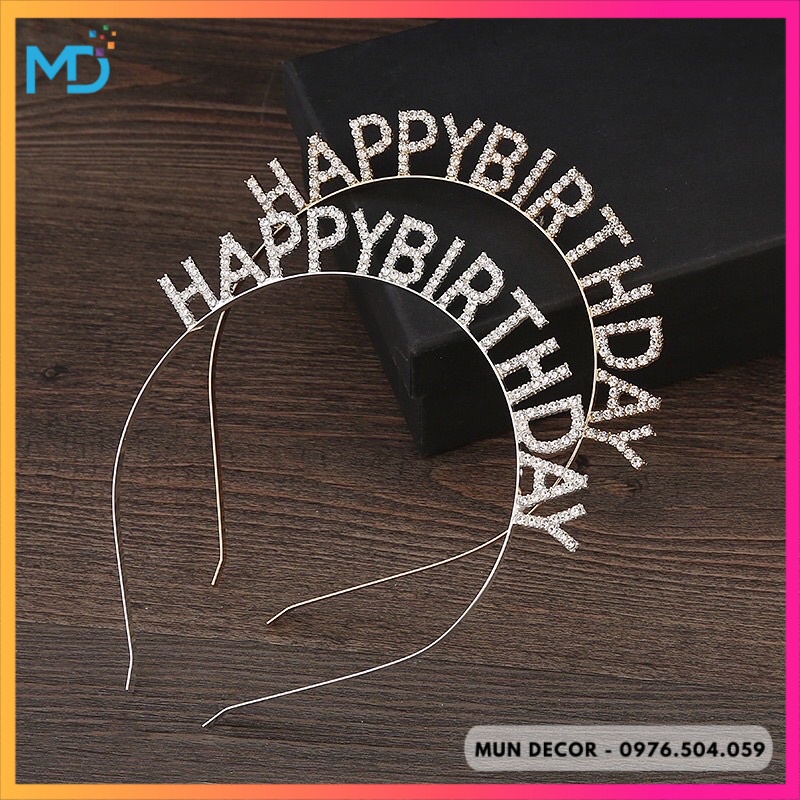 Bờm sinh nhật đính đá, bờm happy birthday đính đá siêu đẹp trang trí sinh nhật