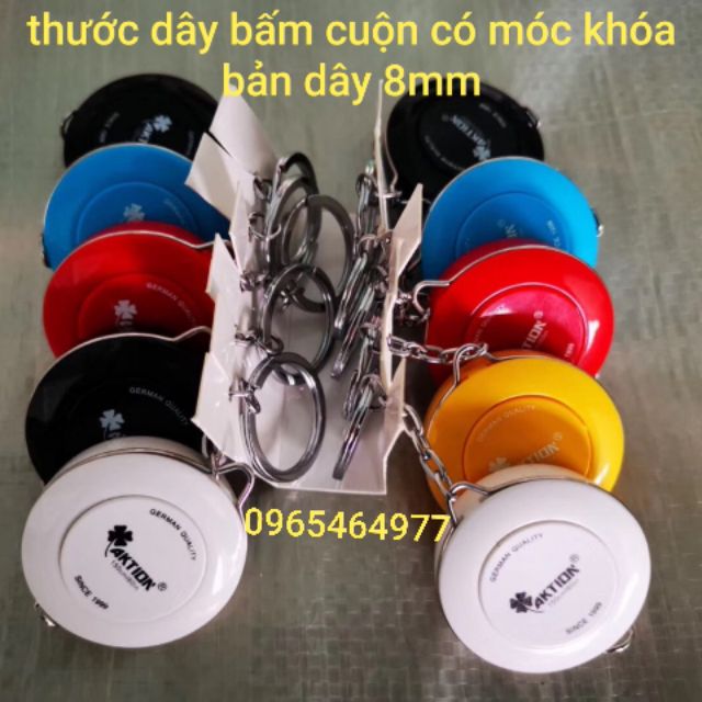 Thước bấm cuộn bản dây 8mm có móc khóa hiệu AKTION