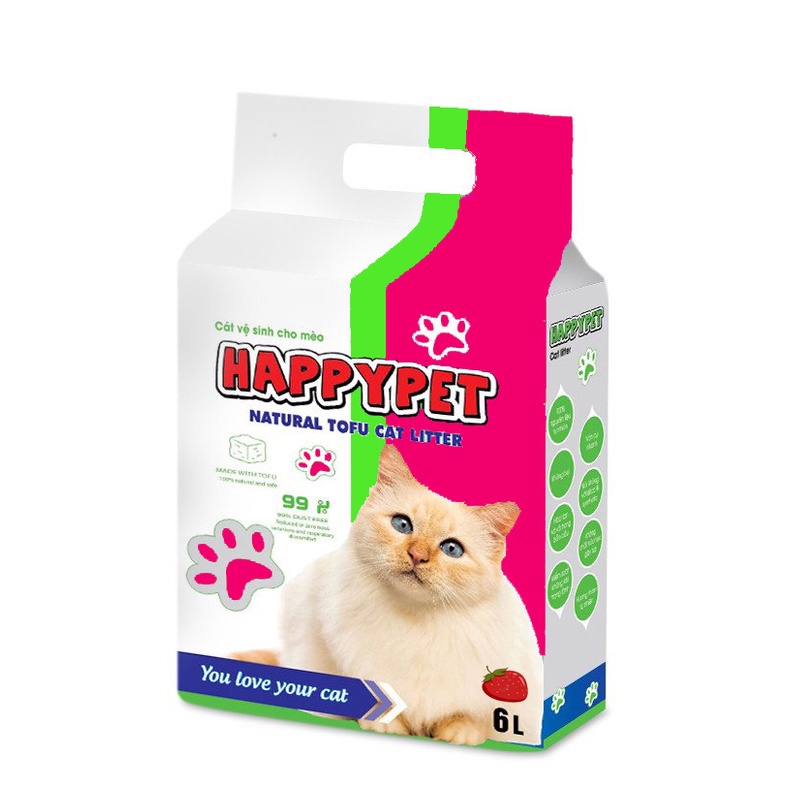 Cát Đậu Nành Hữu Cơ HAPPY PET (6L) Vệ Sinh Cho Mèo - Cát Đậu Phụ/ Cát Mèo Khử Mùi, Ít Bụi