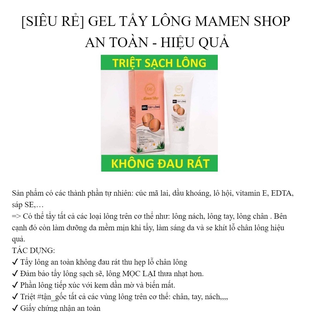 [Combo] Kem + cao tẩy lông vĩnh viễn vùng kín bikini nách Mamen Shop - 120ml. An toàn cho mọi loại da nhạy cảm 👙