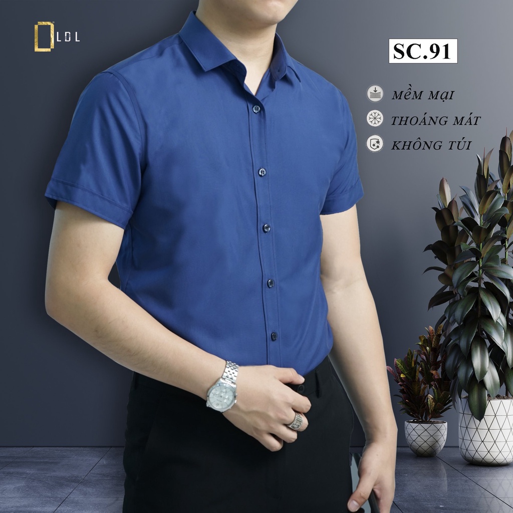 Áo Sơ Mi Nam Ngắn tay Không Túi Công Sở , Mêm Mịn, Thoáng Mát, Hạn Chế Nhăn Nhàu