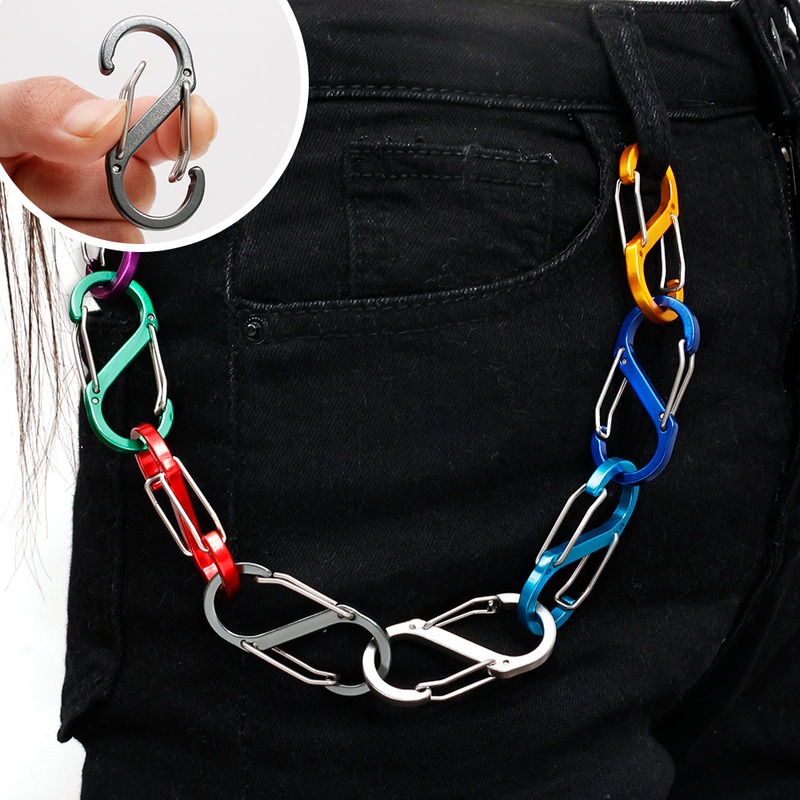Móc Khóa Chữ S Mini Bằng Hợp Kim / Hai Mặt Đa Năng Tiện Dụng Cho Leo Núi