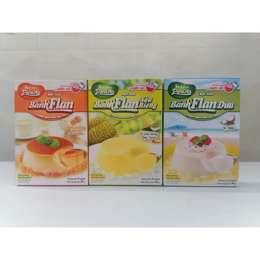 [Hộp 55g – TRỨNG &amp; CARAMEN] BỘT BÁNH FLAN [VN] PURIN MIX Flan Egg &amp; Caramel Flavour Powder