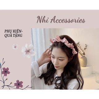 Băng đô vải satin thắt nơ phong cách vintage 2021