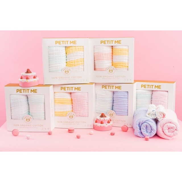 Set 2 khăn tắm 6 lớp cao cấp Petit me Natural cotton