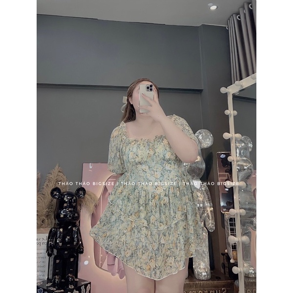 Đầm hoa voan xanh  - MÚP BIGSIZE 60-100KG