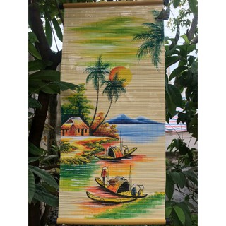Mành tre vẽ tranh trang trí, tranh mành tre phong cảnh