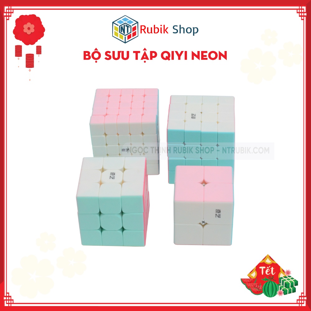 Bộ sưu tập Rubik Qiyi neon 2x2, 3x3, 4x4, 5x5 Stickerless