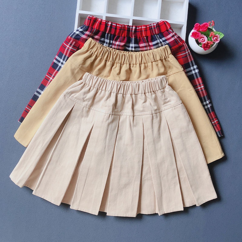 Chân Váy Xếp Ly Ngắn Bằng Vải Cotton Khaki Nhẹ Nhàng Cho Bé Gái