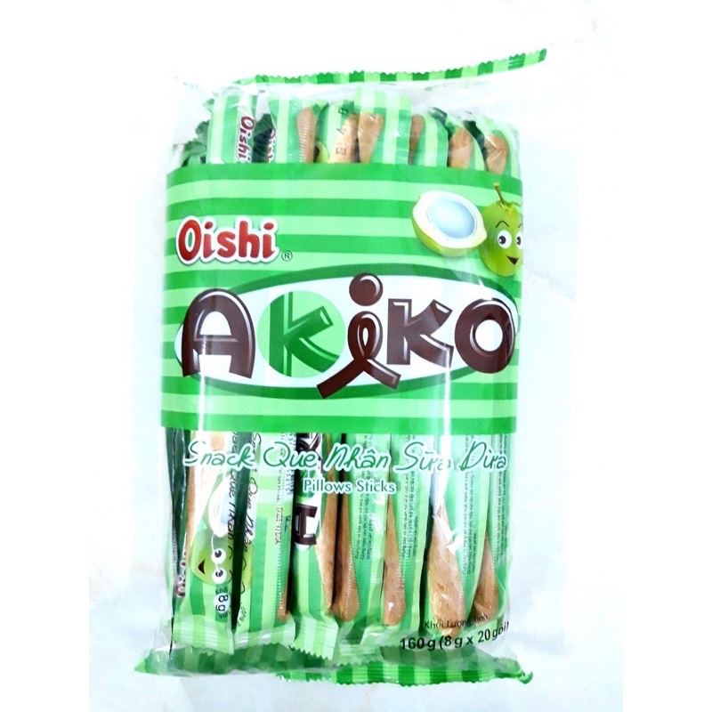 Bánh Snack Que Akiko đủ các vị gói 20que/8g, Snack Que Nhân Sữa Akiko Oishi