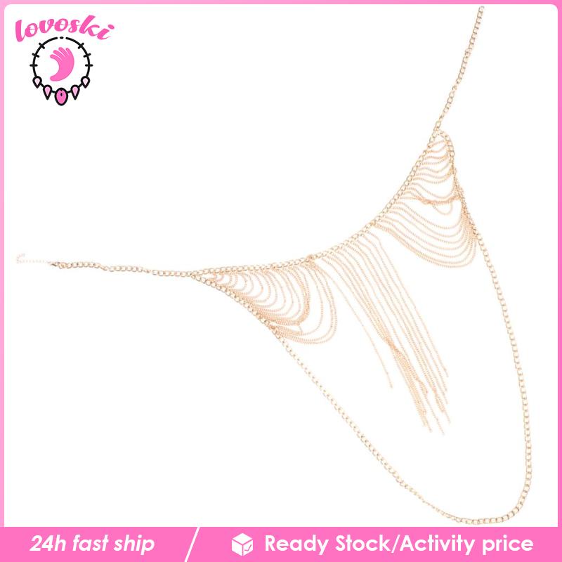 [Lovoski] Bikini Mắt Xích Kim Loại Tua Rua Cho Nữ