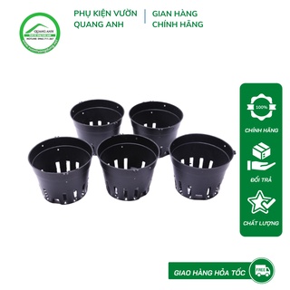 Chậu nhựa đen trồng lan nhiều lỗ 
size 12cm