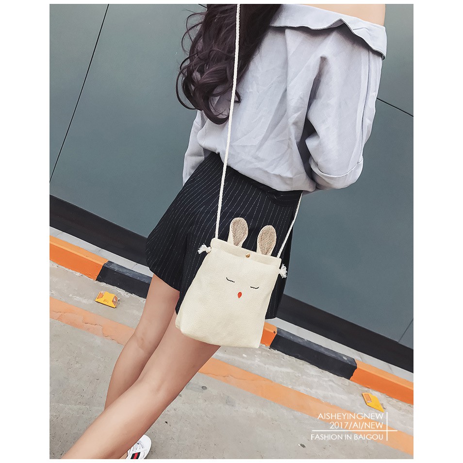 Túi Vải Ulzzang Tai Thỏ Mini Siêu Đẹp UZ11 Siêu Yêu