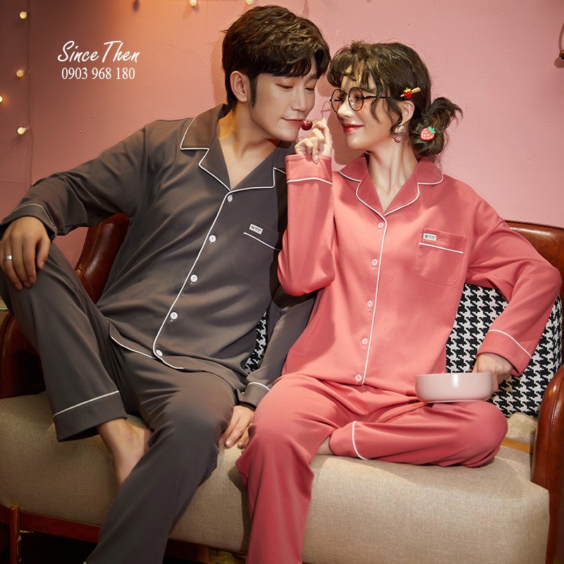 Đồ ngủ đôi nam nữ dài tay, đồ ngủ đôi cotton cute  - Since Then