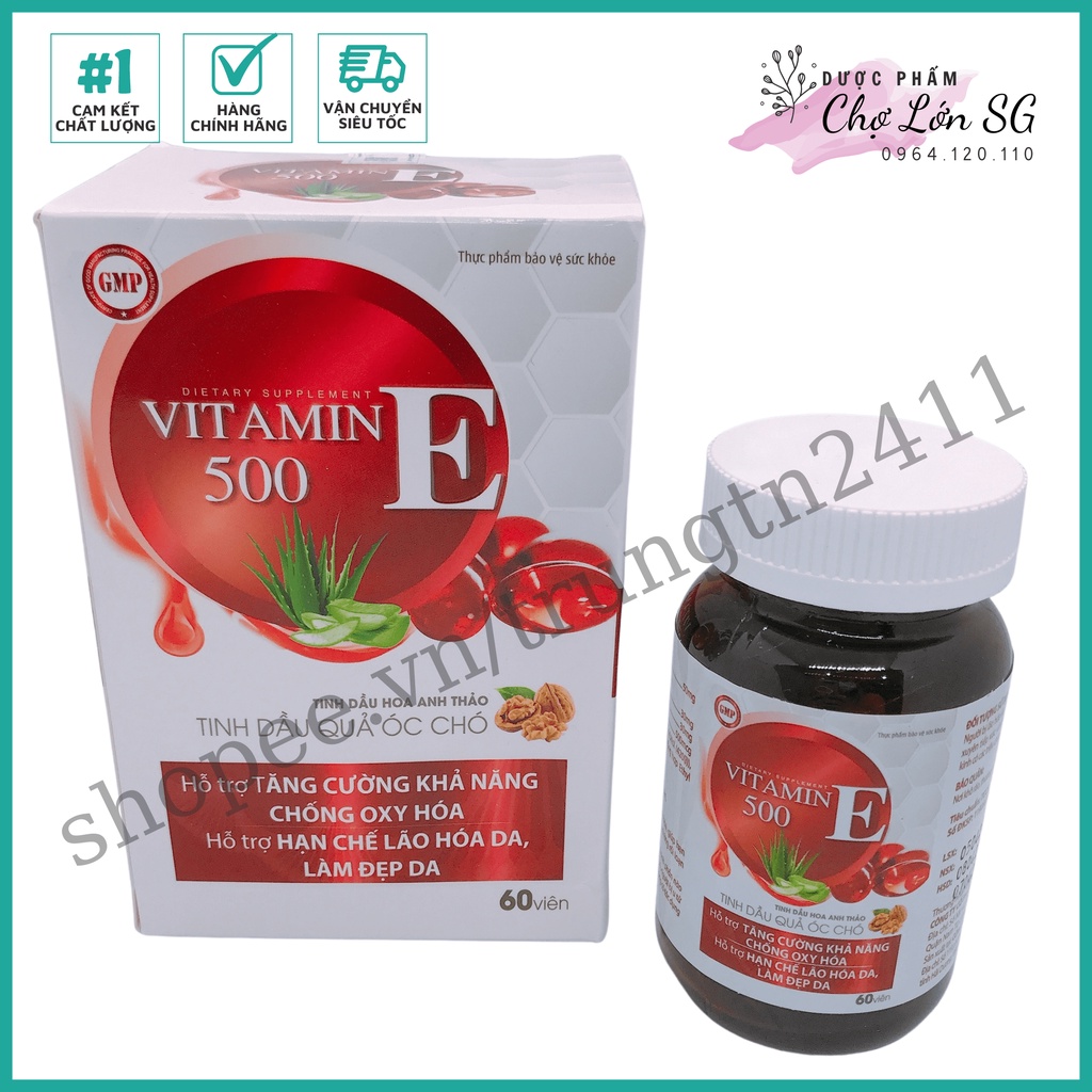 Viên uống bổ sung VITAMIN E 500  hỗ trợ làm đẹp da – Hộp 60 viên