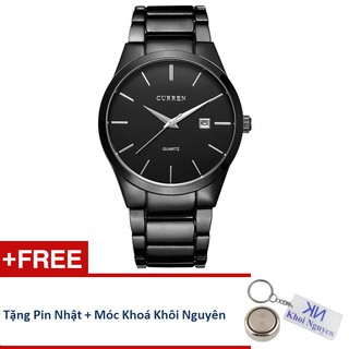 Đồng Hồ Nam Curren 8106 Dây Thép Không Gỉ (Màu Đen) + Tặng pin Nhật, móc khoá Khôi Nguyên
