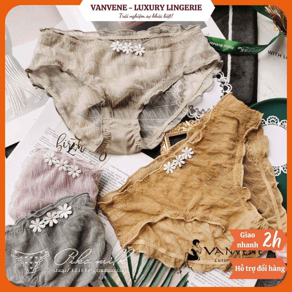 QUẦN LÓT NỮ THUN XỐP VANVENE 3 HOA CÚC CO GIÃN MẠNH CẠP VỪA THÔNG HƠI THOÁNG MÁT QUẦN CHIP KHÔNG HẰN LỘ VIỀN Q398