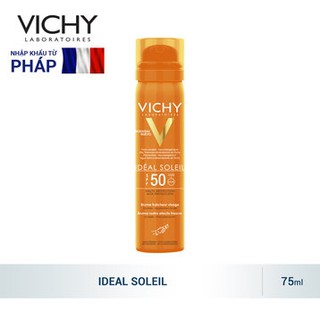 Xịt Khoáng Chống Nắng Dưỡng Da Giúp Giảm Dầu, Khô Ráo Và Không Gây Nhờn Rít Vichy Ideal Soleil SPF50+ 75ml