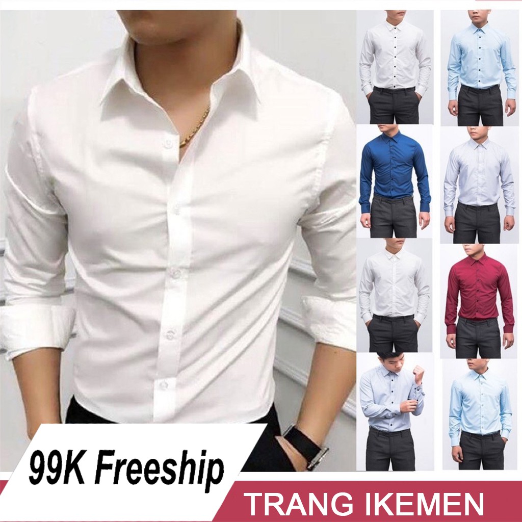 Áo sơ mi nam dài tay kiểu dáng Hàn Quốc vải lụa thái chông nhăn cao cấp ( cam kết ảnh thật ) [Cung cấp Sỉ Toàn Quốc]