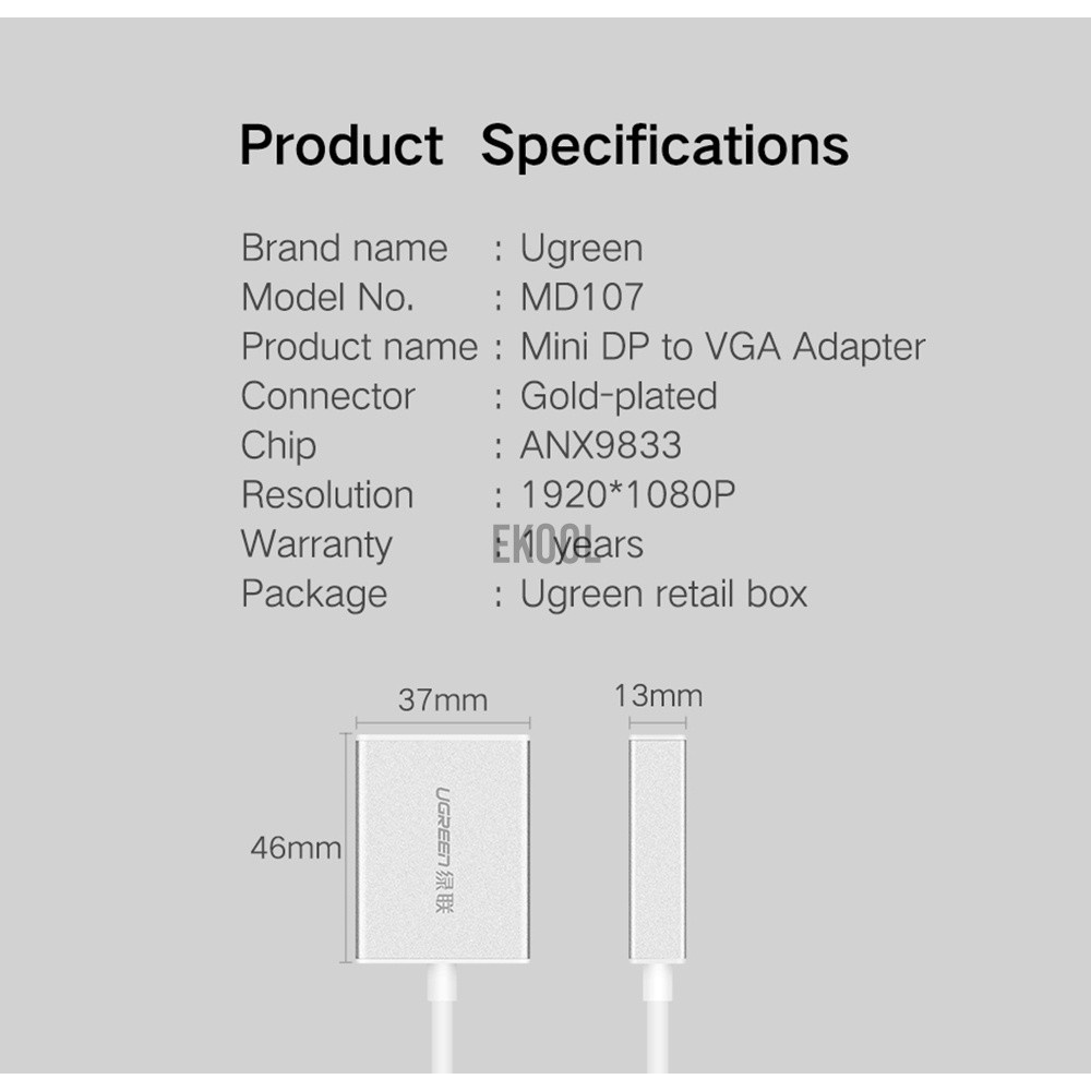 Đầu Chuyển Đổi Từ 1 / 2 Mini Displayport Dp Sang Vga Cho Apple Macbook Air Pro | BigBuy360 - bigbuy360.vn