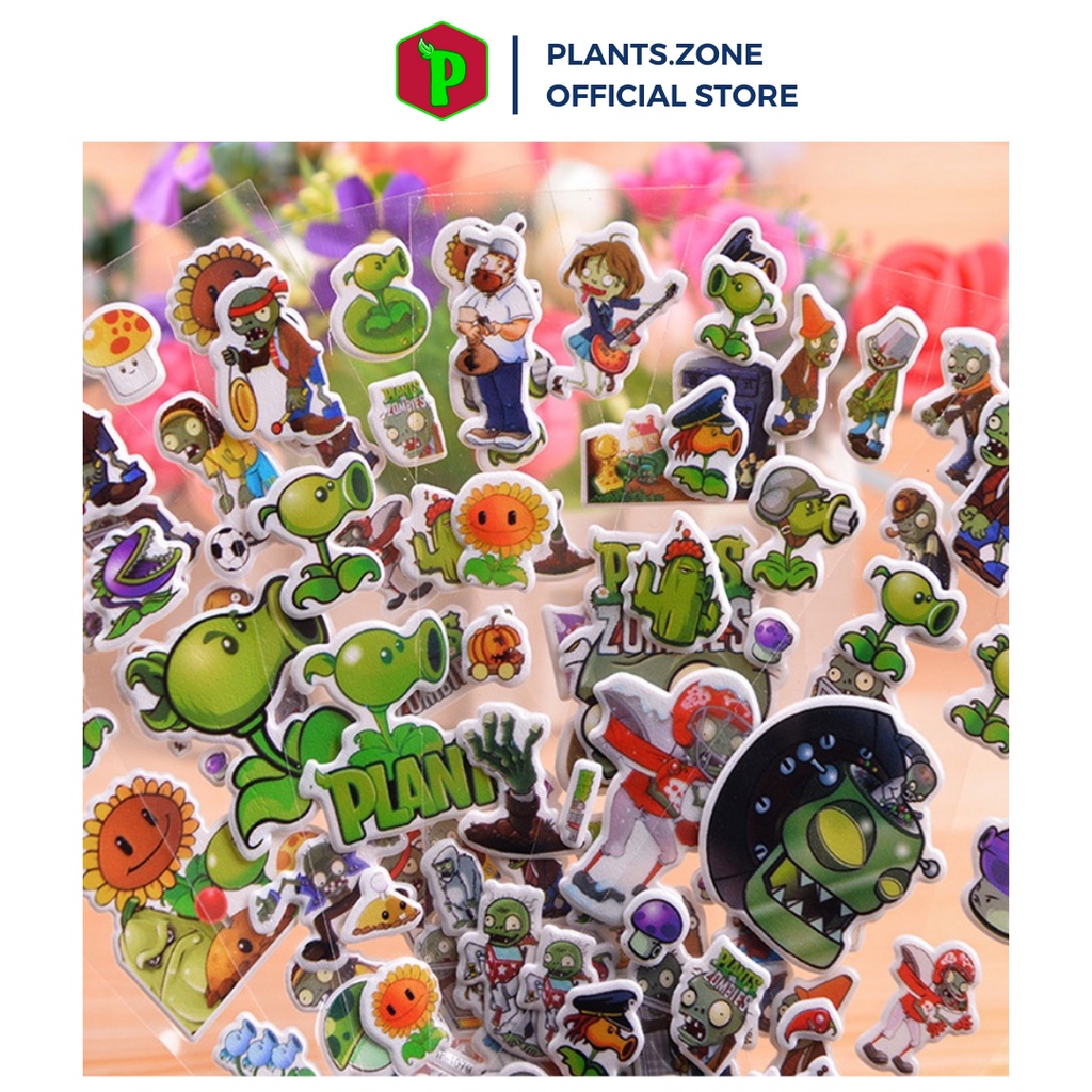 Plants vs Zombies - Bộ Đồ Chơi Hoa Quả Nổi Giận - Sticker Nhân Vật, Siêu Đáng Yêu, Dính Siêu Chắc