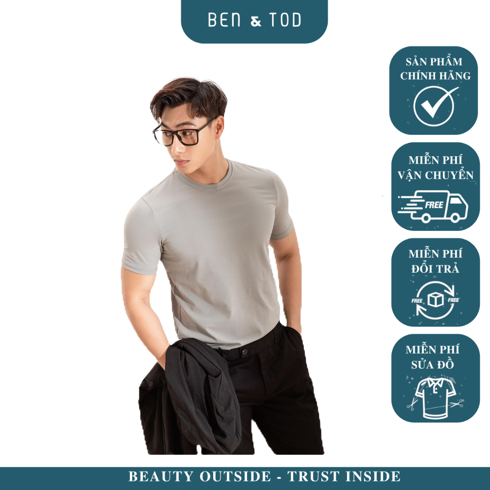 Áo thun nam cổ tròn ngắn tay Ben & Tod cotton co giãn thoáng mát body chuẩn form 032