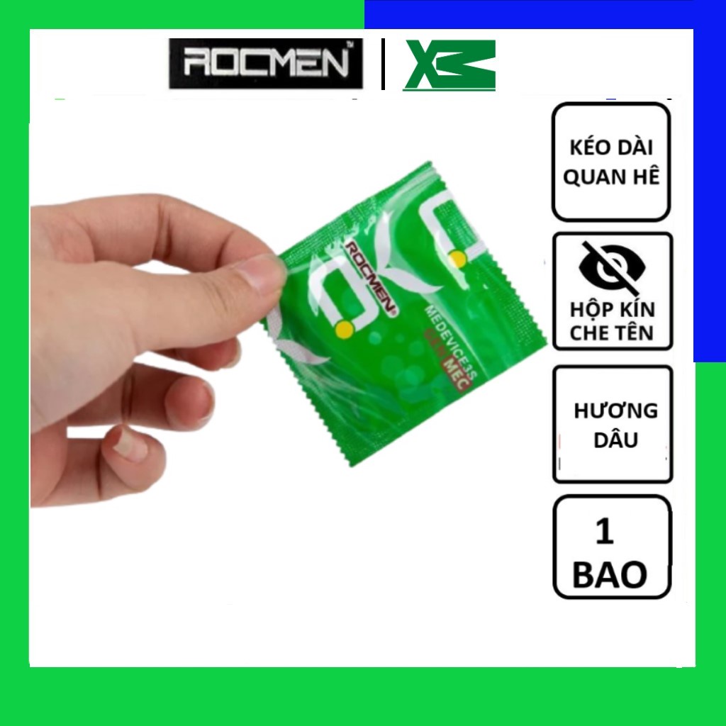 Bao cao su gia đình Rocmen Family hương dâu giá rẻ nhiều gel kéo dài thời gian XM Officical 1 cái