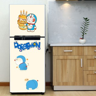 Decal trang trí tủ lạnh chất liệu cao cấp - Mẫu Đôrêmon bánh rán