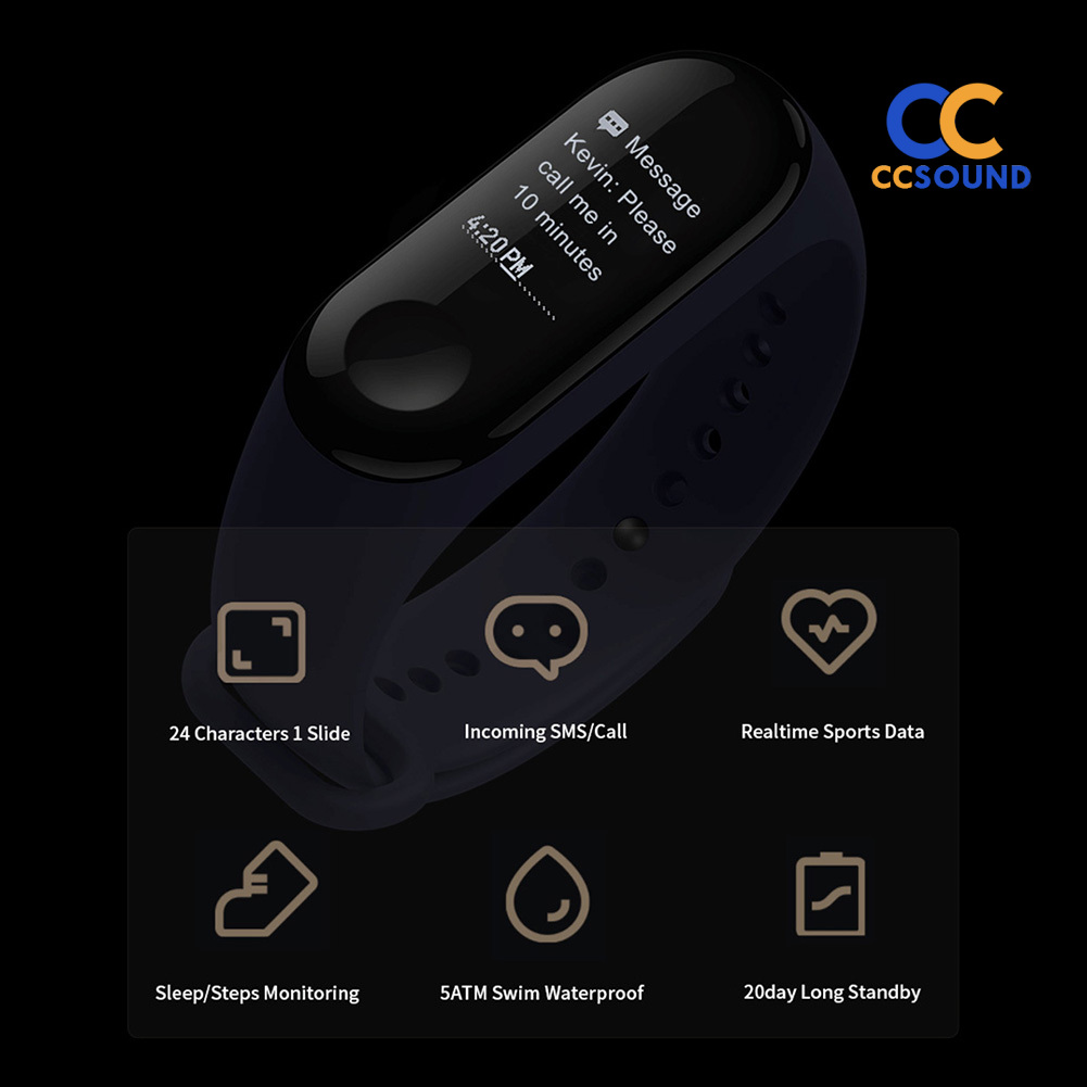 Vòng đeo tay thông minh Xiaomi Mi Band 3 theo dõi tình trạng sức khỏe đa năng tiện lợi