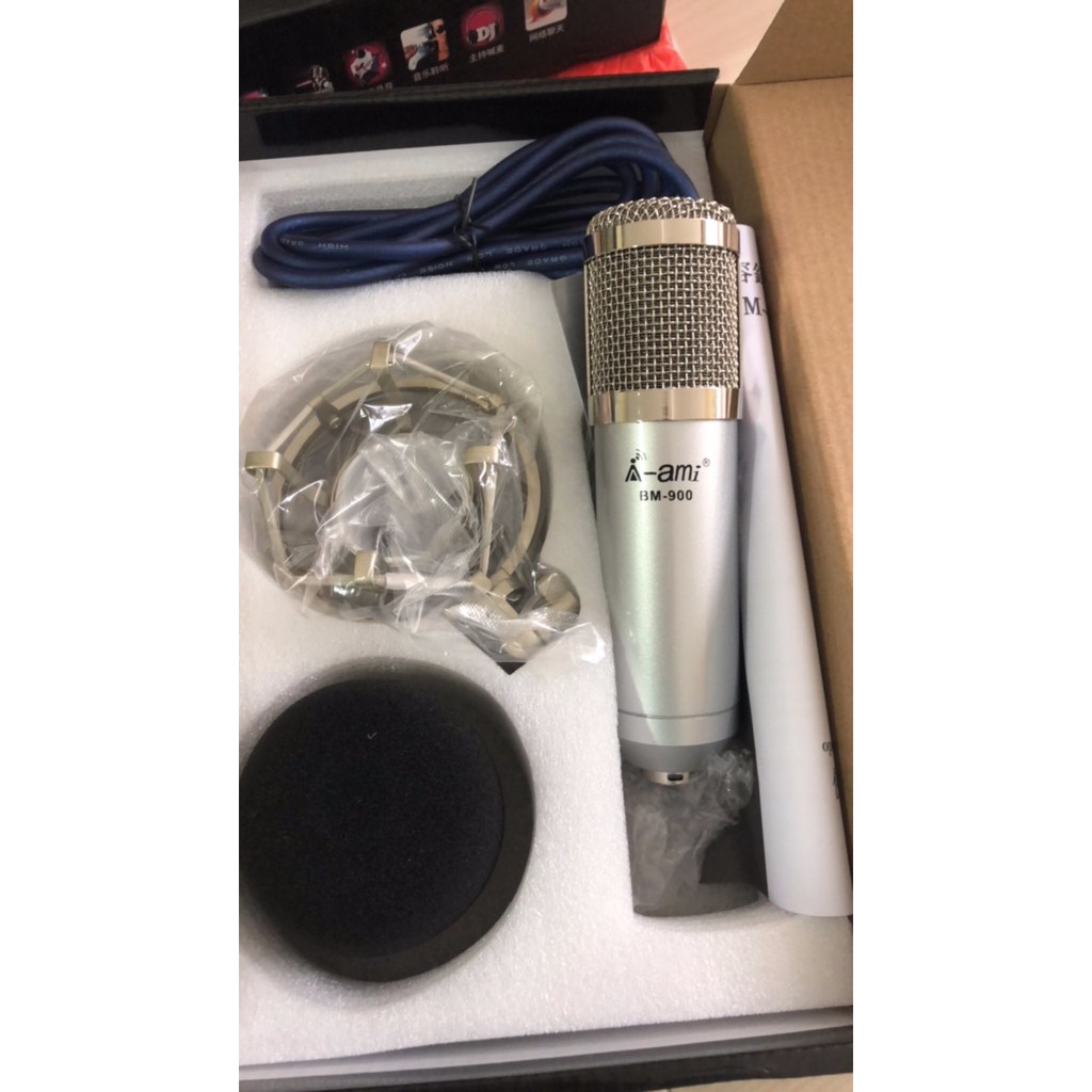 Combo Micro AMI BM900 + Sound Card V10 – Thu âm hát live stream, karaoke giá rẻ