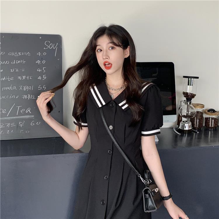 Đầm Chữ A Tay Ngắn Phồng Cổ Thủy Thủ Thời Trang Mùa Hè Hàng Mới