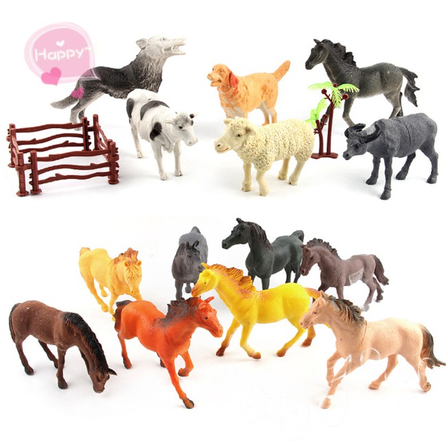 Mini Lovely Plastic Zoo Animal Figure Model Set Giraffe Hippo Tiger Christmas Kids Leopard Toy