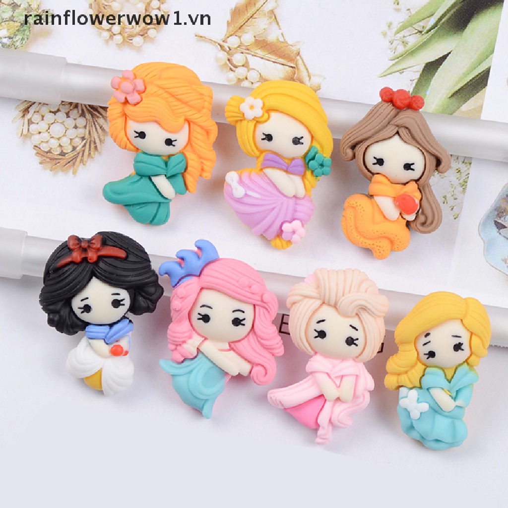 Bộ 10 Công Chúa Hoạt Hình Dễ Thương (7 Kiểu) Đế Bằng Nhựa Resin