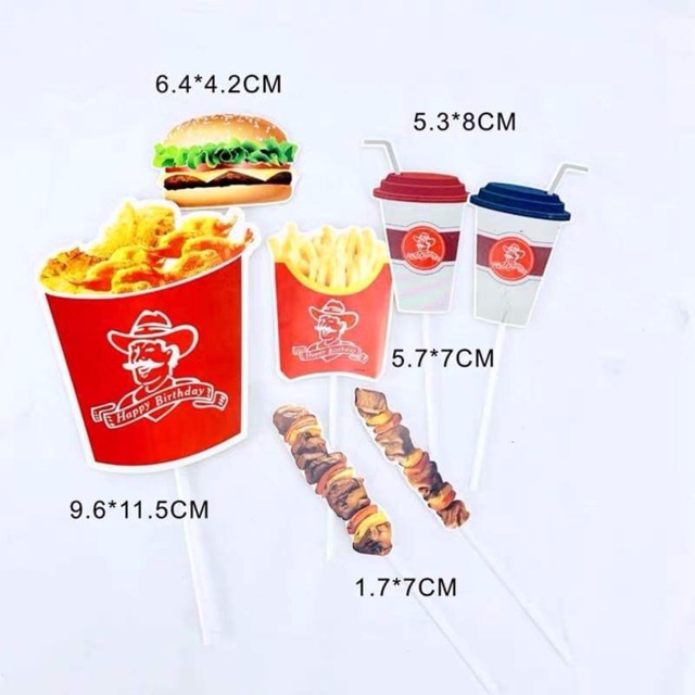 Set que cắm gà rán trang trí bánh kem