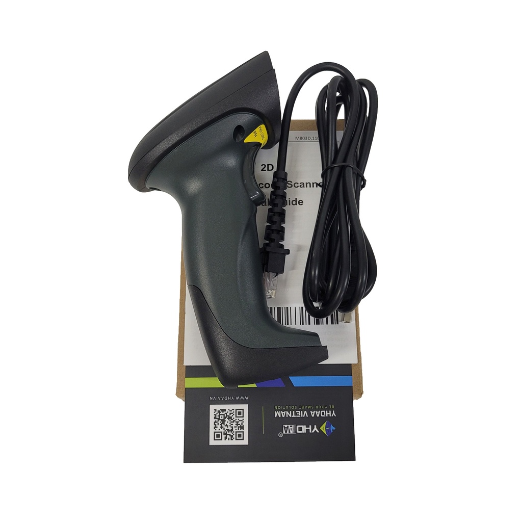 Máy quét mã vạch có dây YHD 1200D mẫu mới đọc mã vạch Barcode 1D Qrcode 2D dùng dây trực tiếp trên Máy tính, Laptop