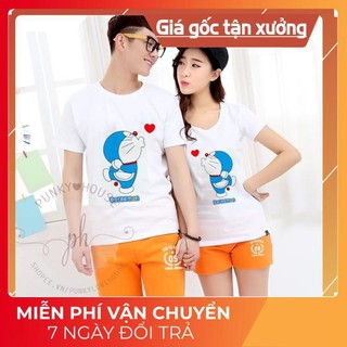Áo thun đôi, áo cặp Tình Nhân mẫu Doremon đáng yêu S4CODE09