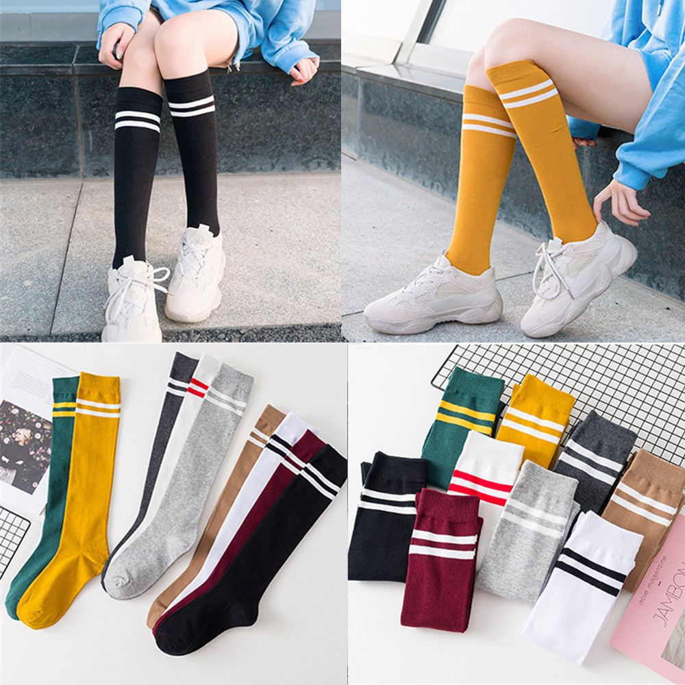 Vớ Cotton Dệt Kim Dài Qua Gối Kẻ Sọc Nhiều Màu Sắc Thời Trang Cho Nữ