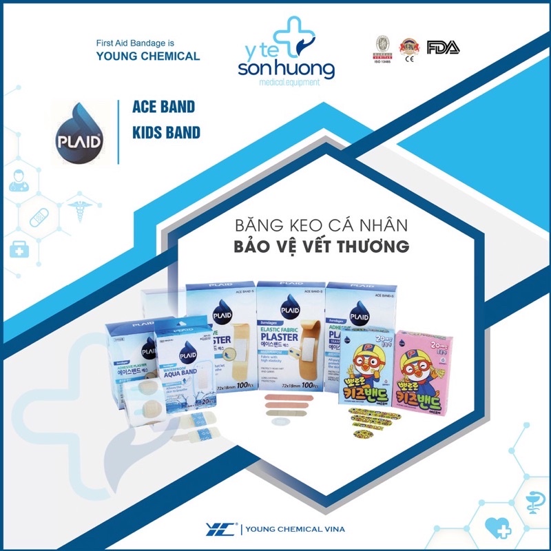 Băng keo cá nhân vải Young Ace-brand 7.2cm x 1.8cm