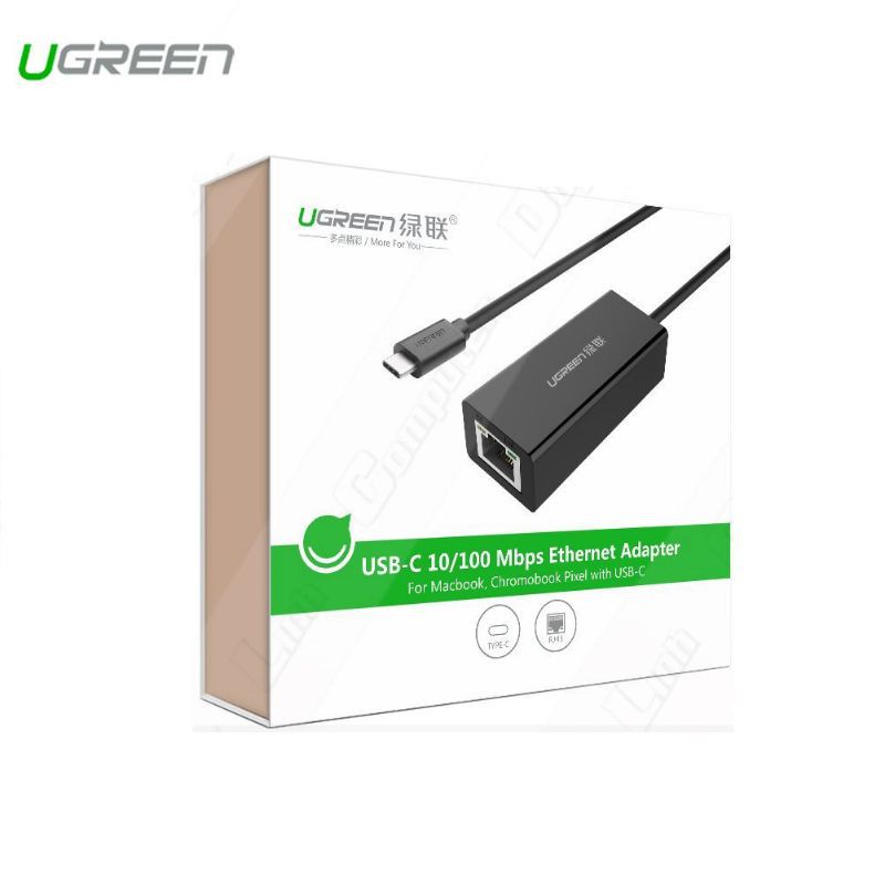 Cáp chuyển cao cấp USB Type C sang LAN 10/100 Mbps Ethernet UGREEN 30287 (màu đen) - Hàng chính hãng