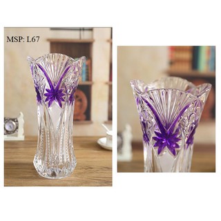 Lọ hoa pha lê họa tiết tím( 2 size)