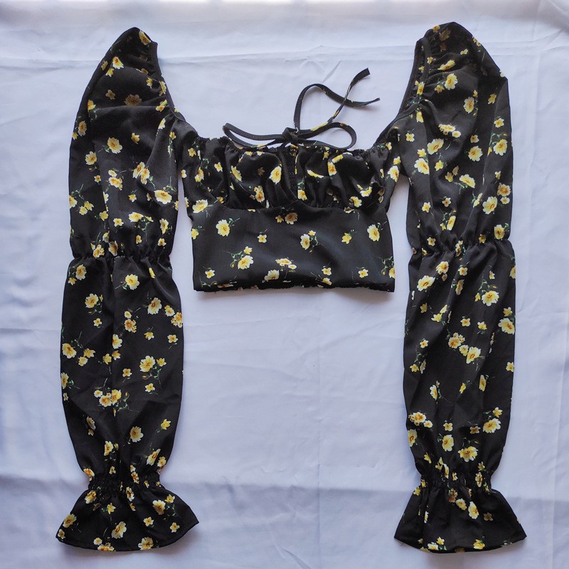 Áo Lửng Tay Dài Họa Tiết Hoa Thời Trang Quyến Rũ Cho Nữ | BigBuy360 - bigbuy360.vn