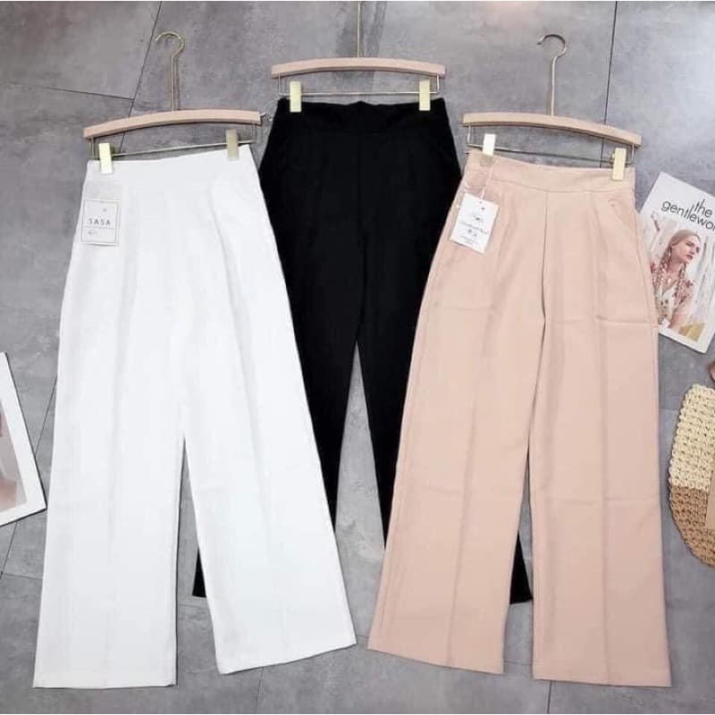Quần ỐNG RỘNG khóa sườn cạp cao suông Culotes chất liệu cao cấp