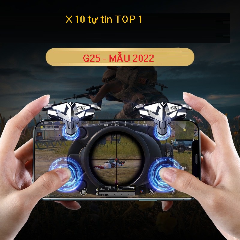 Nút bắn PUBG FREE FIRE Mobile chơi game siêu nhạy G25 mô phỏng Phi Hành Gia tay cầm chơi game điện thoại pubg ros free