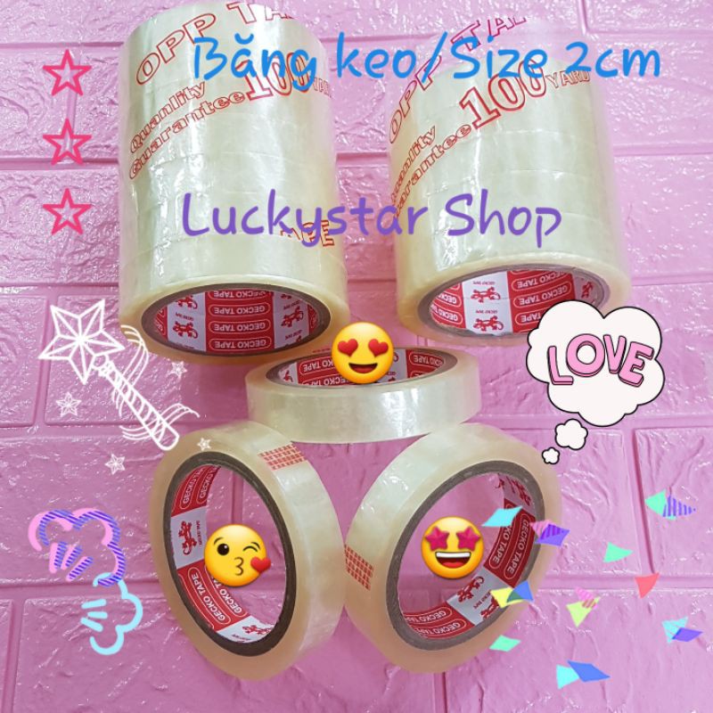 * Băng Keo Trong, size vừa 2cm, nặng 100gr, dán thùng, dán gói quà, giỏ quà tặng Lễ, Tết, tiện dụng.