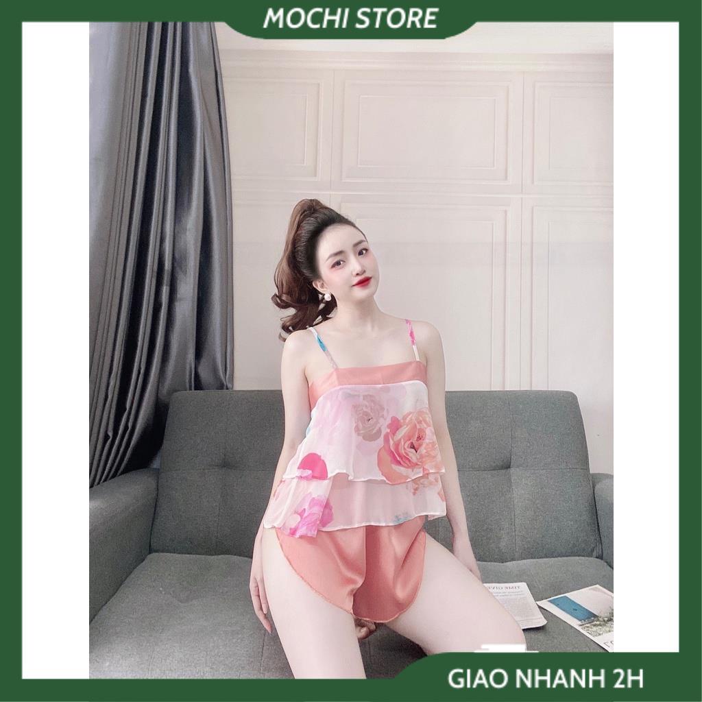 Đồ Ngủ Sexy Nữ , Bộ Áo 2 Dây Cột Nơ Sau Voan Hoa Quần Cọc Lụa Màu Trơn Thời Trang Sexy, Gợi Cảm Cho Bạn Nữ. | BigBuy360 - bigbuy360.vn