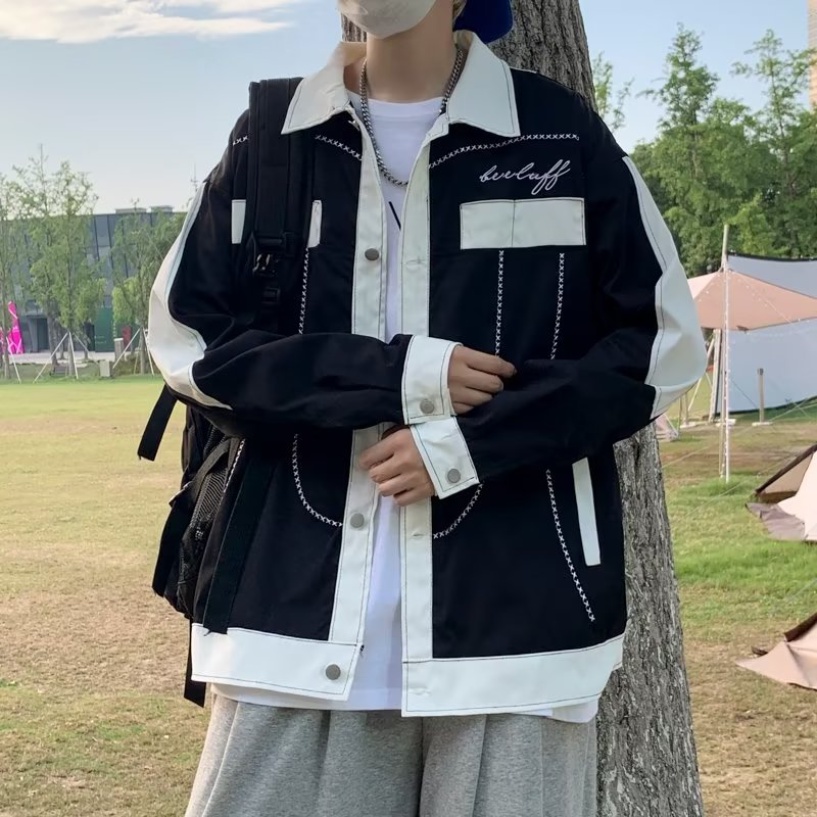 Áo Khoác Tay Dài Dáng Rộng Họa Tiết Kẻ Sọc Phong Cách Hàn Quốc Thời Trang Cho Nam Và Nữ