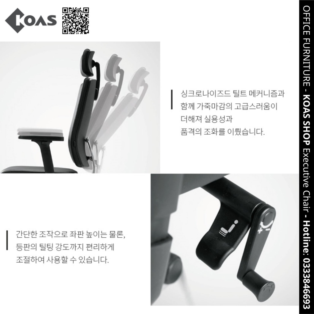 GHẾ LÃNH ĐẠO BỌC DA CAO CẤP NHẬP KHẨU HÀN QUỐC (Made in Korea) KARTA series - ACH0500LLL