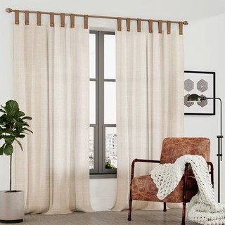 1 rèm cửa màn trang trí vải canvas phối da độc đáo