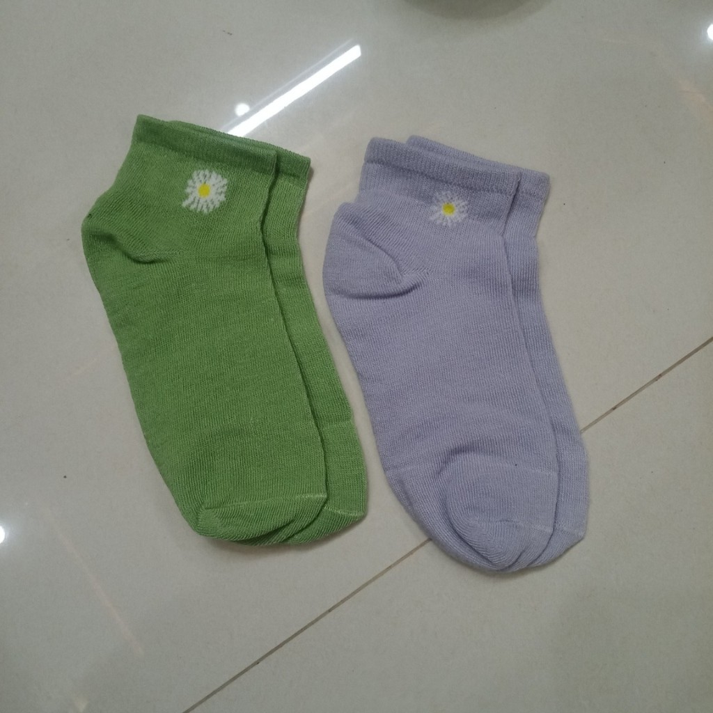 Tất hoa cúc nữ phong cách  hàn quốc , vớ cổ ngắn nhiều màu sợi cotton thoáng khí thấm hút  mồ hôi