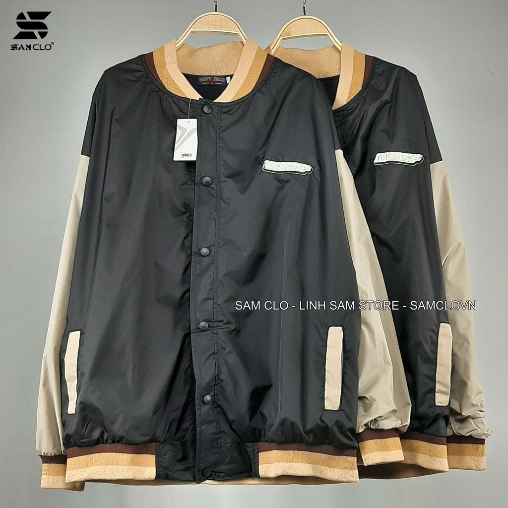 Áo khoác bomber vải dù SAM CLO có lớp lót chống nóng form rộng unisex mặc cặp - couple thêu chữ WANSNOTP